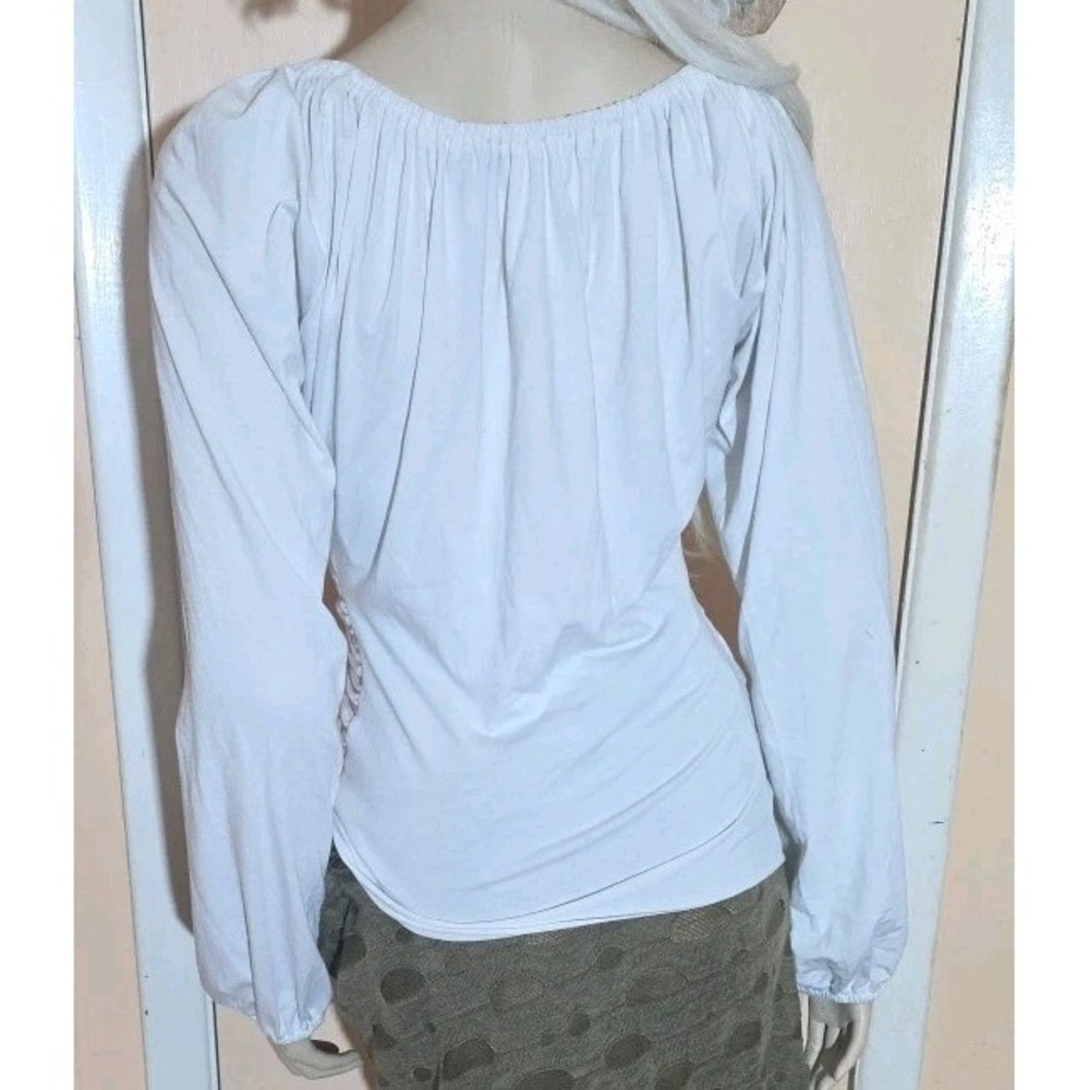 Vintage y2k White fairy coquette grunge whimsy goth babydoll ruched top L Sele - Picture 3 of 9